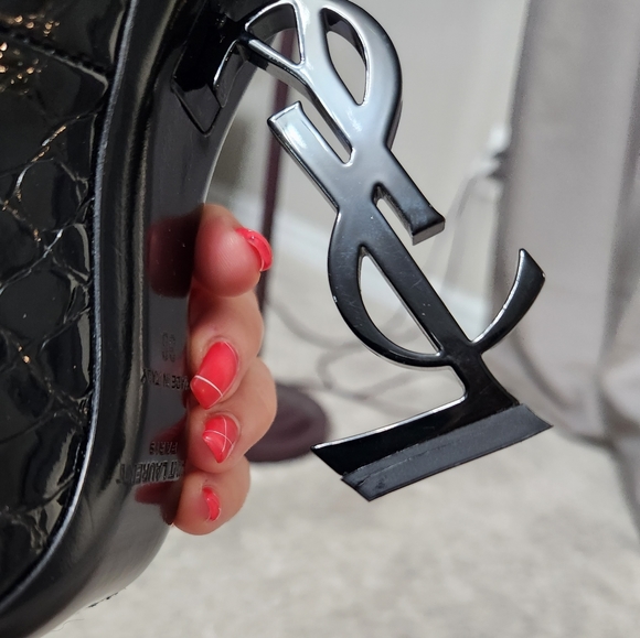 Yves Saint Laurent Crocodile Logo Black Heels 36 - Picture 16 of 16